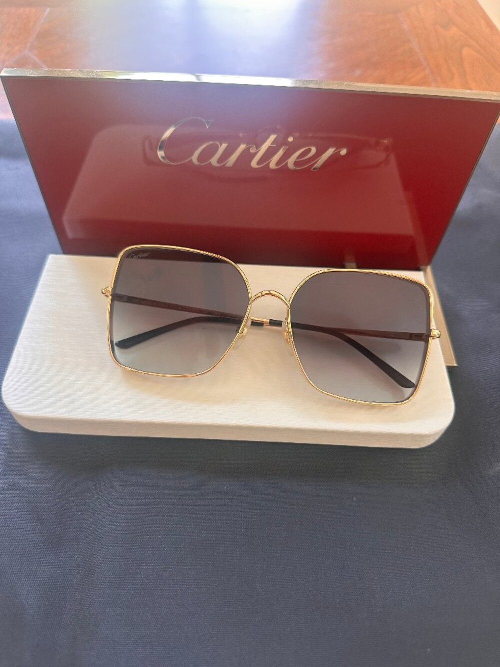 NEW Cartier CT0299S Panthére Gold Oversized Square Sunglasses Luxury Designer